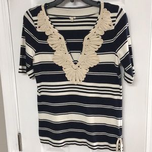 J. Crew Embellished V-Neck Top